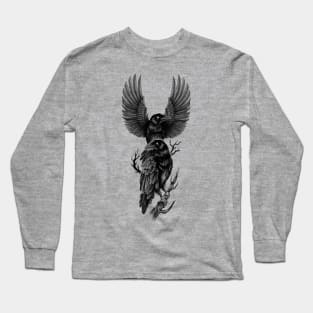 Two Ravens illustration Long Sleeve T-Shirt